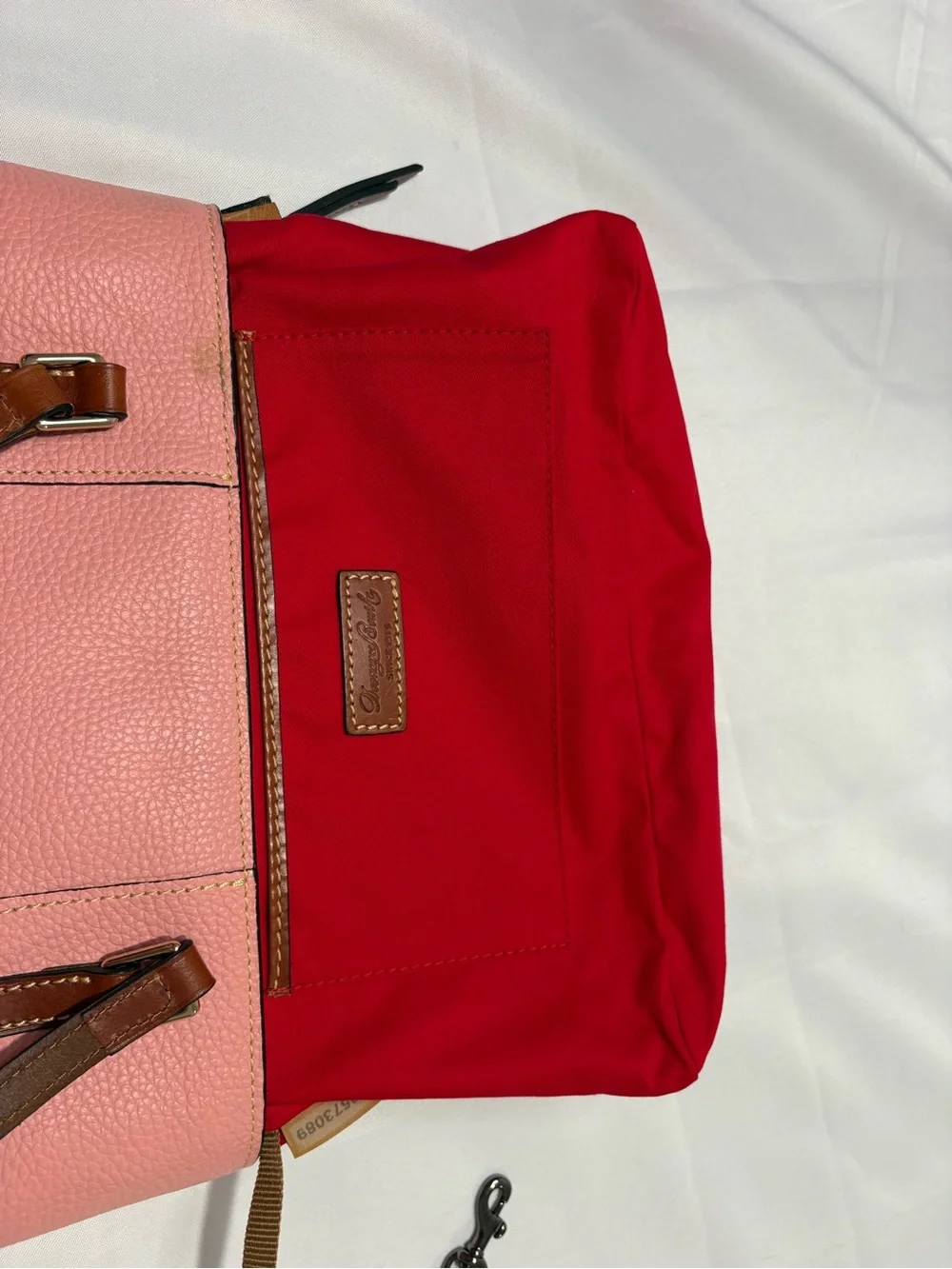 Dooney & Bourke Pink Pebbled Tote with Brown Handles